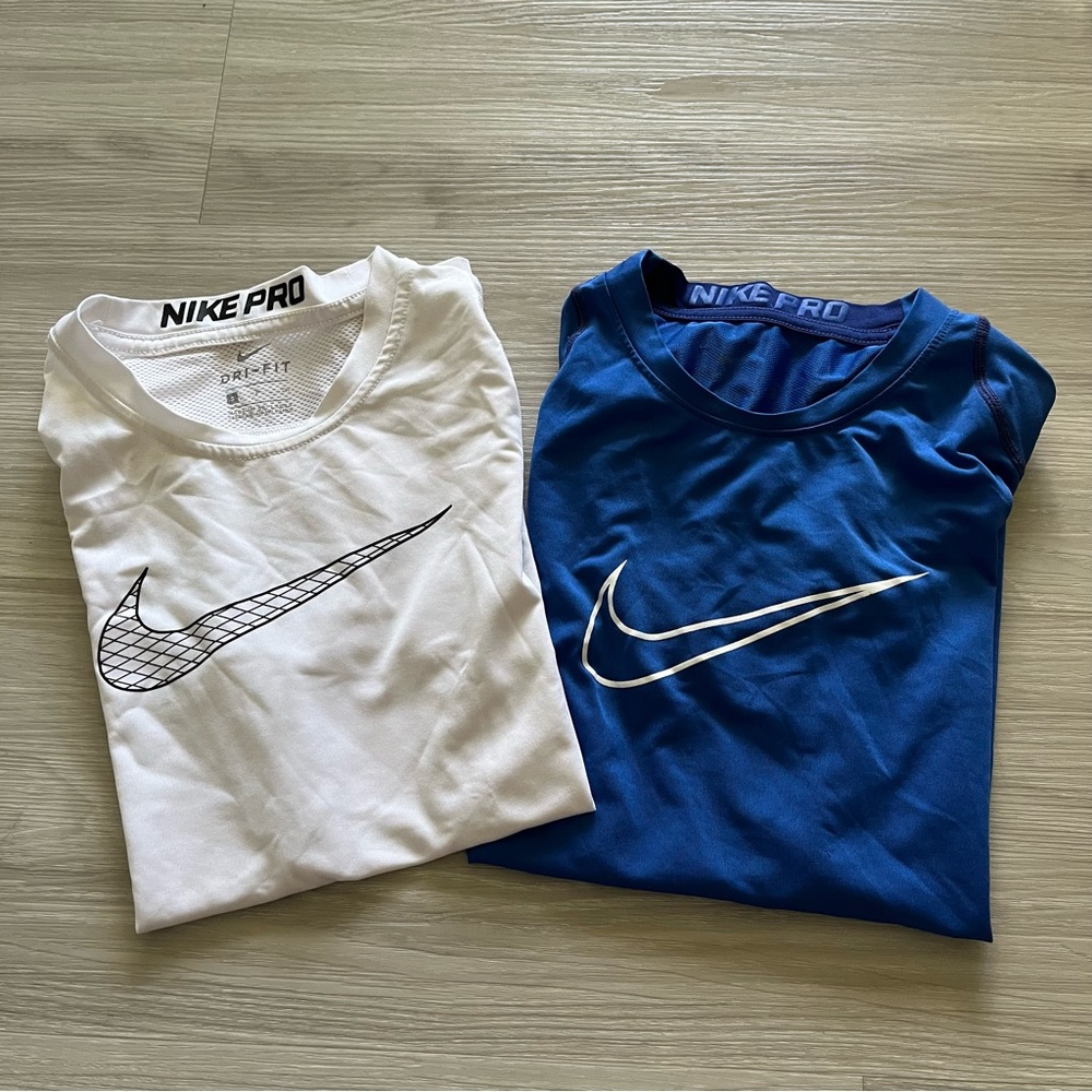 *BUNDLE*  TWO NIKE Pro Kids Fitted Dri-Fit Athletic Shirt SIze:S (Youth)